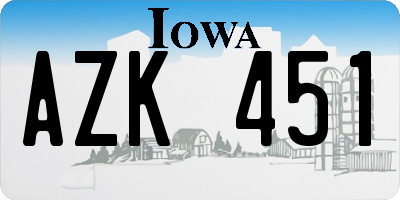 IA license plate AZK451