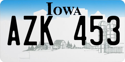 IA license plate AZK453