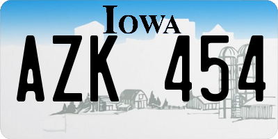 IA license plate AZK454