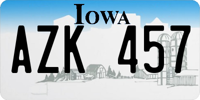 IA license plate AZK457