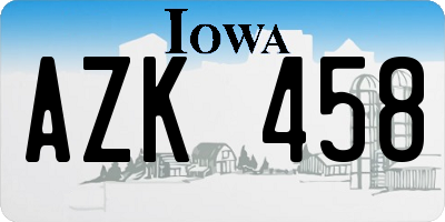 IA license plate AZK458