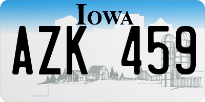 IA license plate AZK459