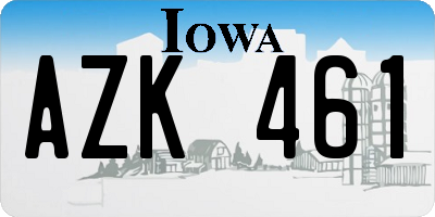 IA license plate AZK461