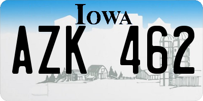 IA license plate AZK462