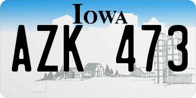 IA license plate AZK473