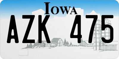 IA license plate AZK475