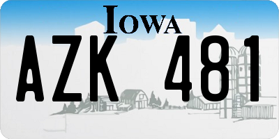 IA license plate AZK481
