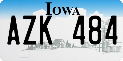 IA license plate AZK484