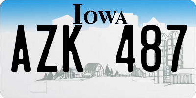 IA license plate AZK487