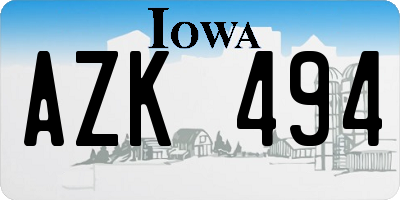 IA license plate AZK494