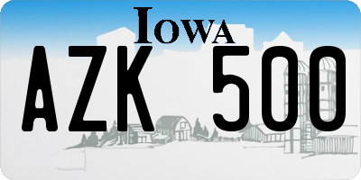 IA license plate AZK500