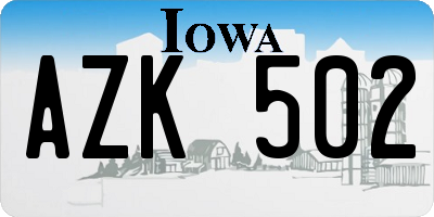 IA license plate AZK502