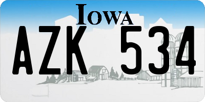 IA license plate AZK534