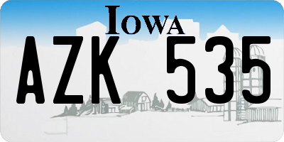 IA license plate AZK535