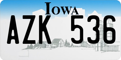 IA license plate AZK536