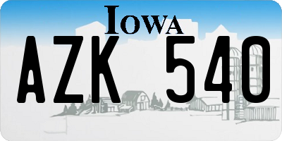 IA license plate AZK540
