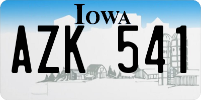 IA license plate AZK541