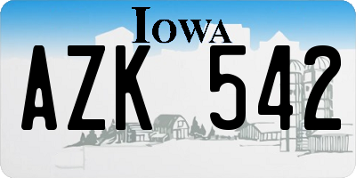 IA license plate AZK542