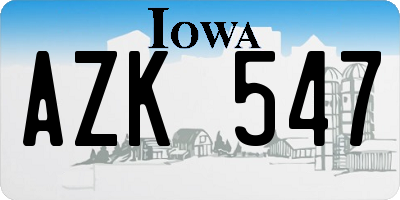 IA license plate AZK547