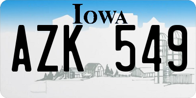 IA license plate AZK549