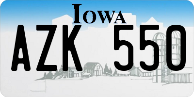 IA license plate AZK550