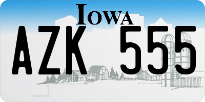 IA license plate AZK555