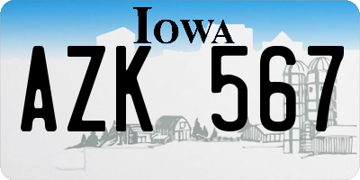 IA license plate AZK567
