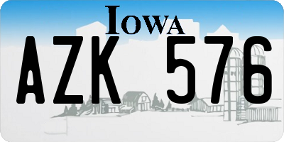IA license plate AZK576
