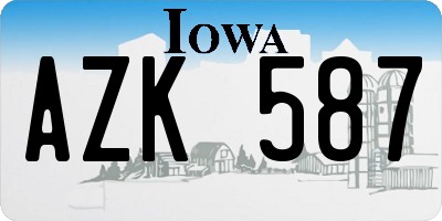IA license plate AZK587