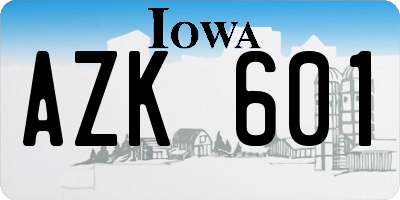 IA license plate AZK601