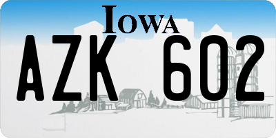 IA license plate AZK602