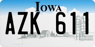 IA license plate AZK611