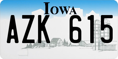 IA license plate AZK615