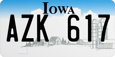 IA license plate AZK617