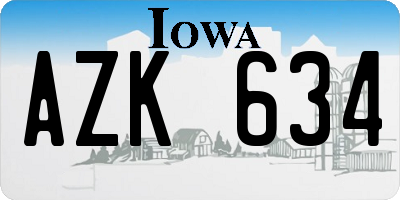 IA license plate AZK634
