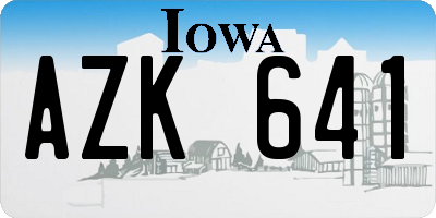IA license plate AZK641