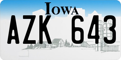 IA license plate AZK643