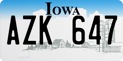 IA license plate AZK647