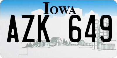 IA license plate AZK649