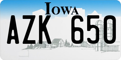 IA license plate AZK650