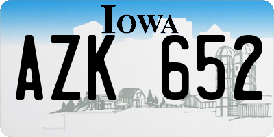 IA license plate AZK652