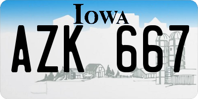 IA license plate AZK667