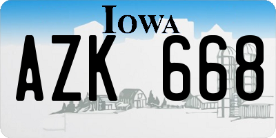 IA license plate AZK668