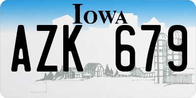 IA license plate AZK679