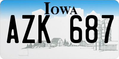 IA license plate AZK687
