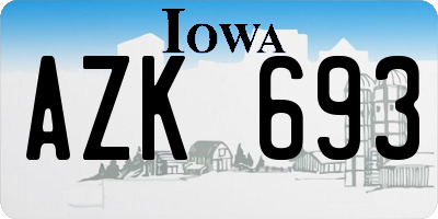 IA license plate AZK693