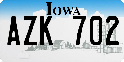 IA license plate AZK702