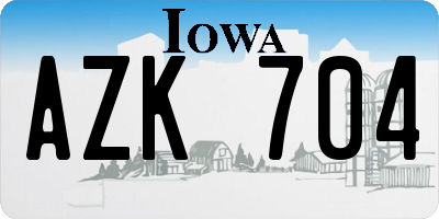 IA license plate AZK704