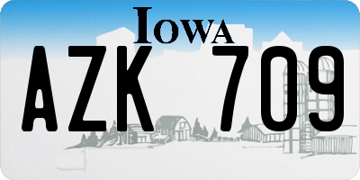 IA license plate AZK709