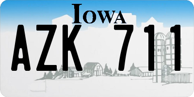 IA license plate AZK711
